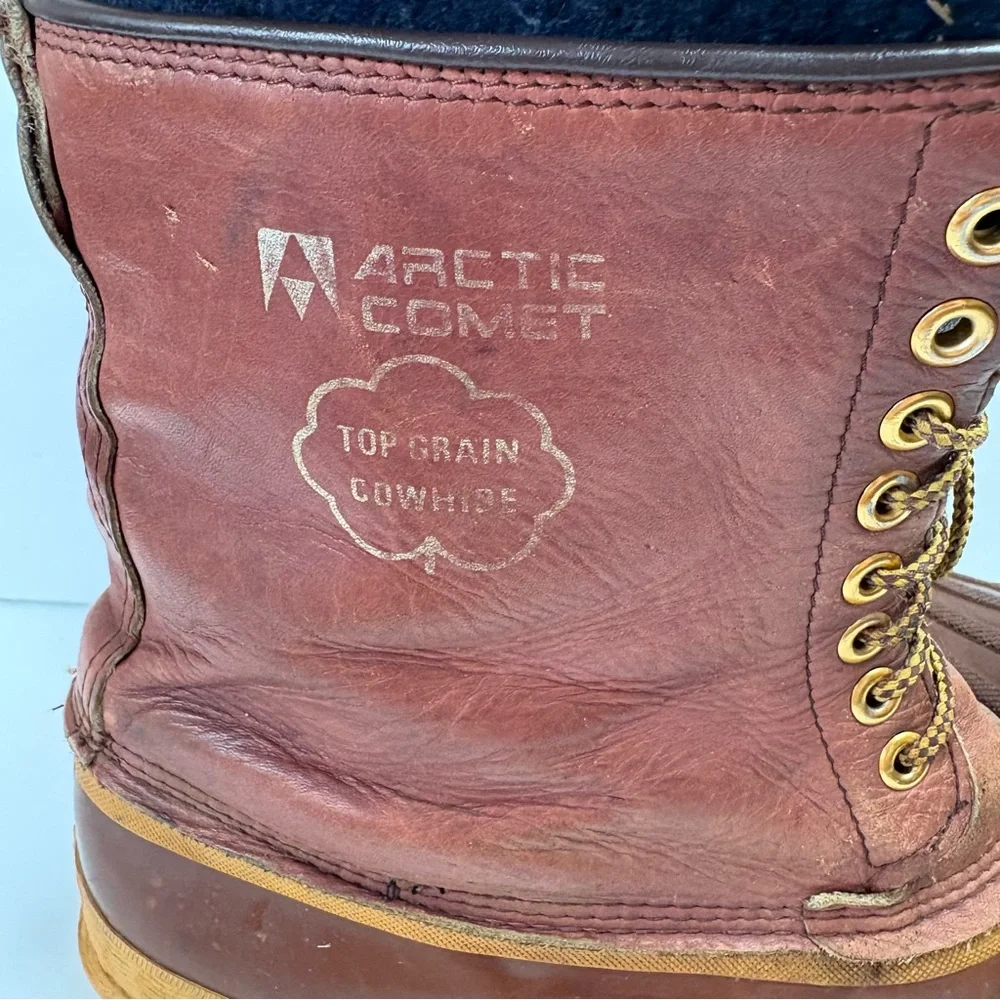 Vintage Arctic Comet Snow Duck Winter Boots Brown Leather Mens size 10